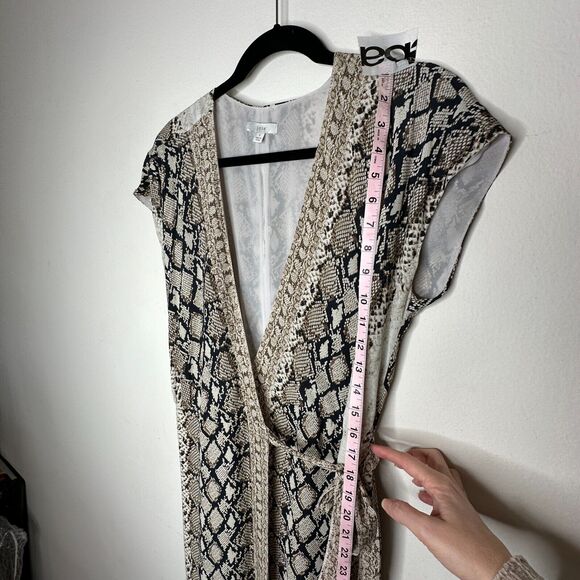 Joie Porcelain Bethwyn C Snakeskin Print Wrap Style A-Line Cap Sleeve Dress SM - Picture 7 of 16